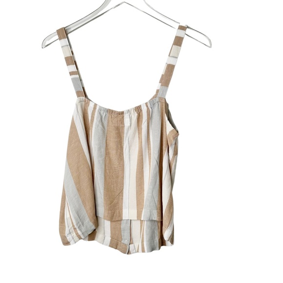 Thread & Supply Tan Stripe Organic Linen Crop Tank Medium - Picture 5 of 8
